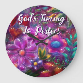 Gods timing is perfect, bloemen gepersonaliseerd grote klok