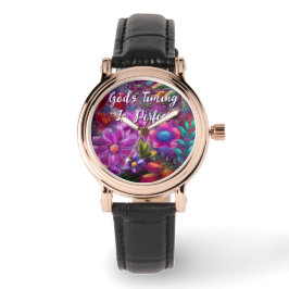 Gods timing is perfect, bloemen gepersonaliseerd horloge