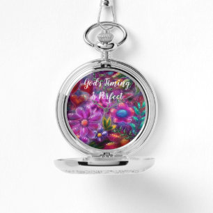 Gods timing is perfect, bloemen gepersonaliseerd horloge