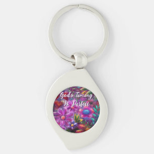 Gods timing is perfect, bloemen gepersonaliseerd sleutelhanger