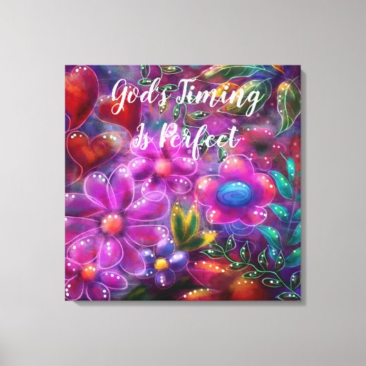 God's Timing is Perfect Floral Abstract Roze Rood Canvas Afdruk (Voorkant)