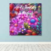God's Timing is Perfect Floral Abstract Roze Rood Canvas Afdruk (Insitu (Houten vloer))