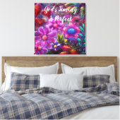 God's Timing is Perfect Floral Abstract Roze Rood Canvas Afdruk (Insitu (Slaapkamer))
