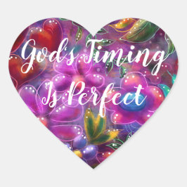 God's Timing is Perfect Floral Abstract Roze Rood Hart Sticker