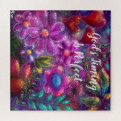 God's Timing is Perfect Floral Abstract Roze Rood Legpuzzel (Horizontaal)