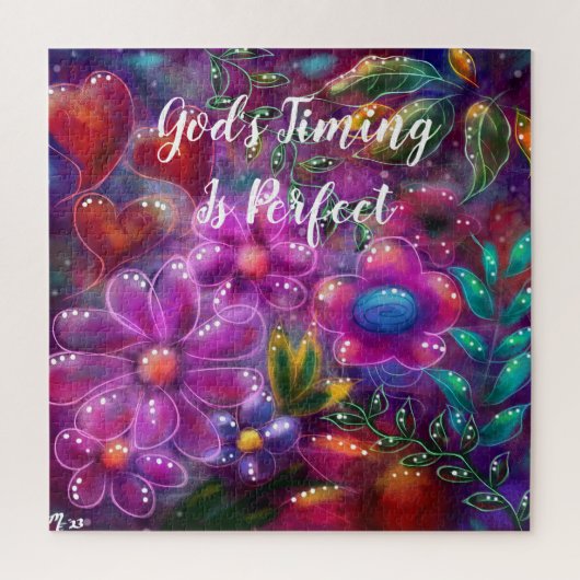 God's Timing is Perfect Floral Abstract Roze Rood Legpuzzel (Verticaal)