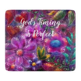 God's Timing is Perfect Floral Abstract Roze Rood Snijplank