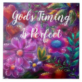 God's Timing is Perfect Floral Abstract Roze Rood Tegeltje (Voorkant)