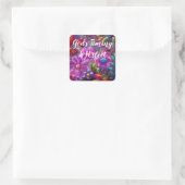 God's Timing is Perfect Floral Abstract Roze Rood Vierkante Sticker (Tas)