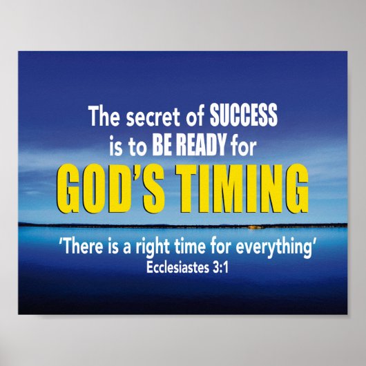 GOD'S TIMING Secret of Success Christelijk Poster (Voorkant)
