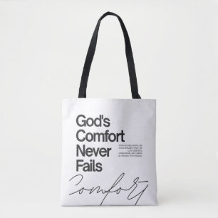 God's troost faalt nooit minimalistische stijl tote bag
