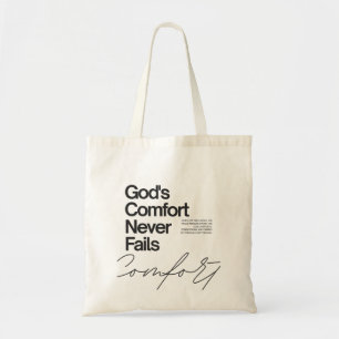 God's troost faalt nooit minimalistische stijl tote bag