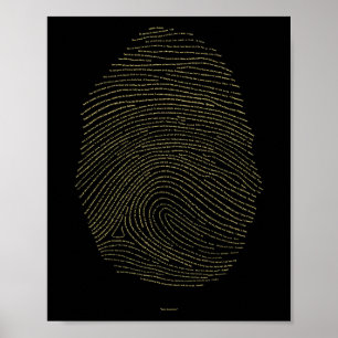 Gods vingerafdruk - Goud op zwart Poster