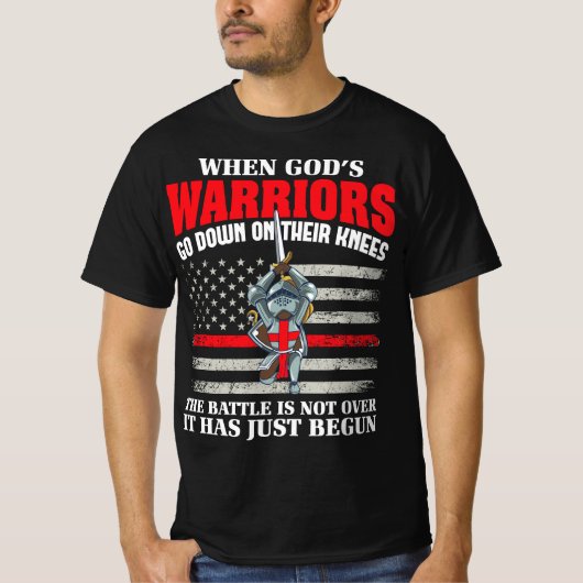 Gods Warrior Christelijk Amerikaans Soldaat VS Fla T-shirt (Voorkant)