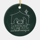 GODS WOORD WERD VLEESSE Geboortekaarte Geschenk Keramisch Ornament (Voorkant)