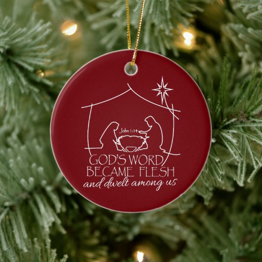 GODS WOORD WERD VLEESSE Geboortekaarte Geschenk Keramisch Ornament (Boom)