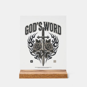 God's Word Zwaard & Rozen Vintage Christelijk Acryl Bord