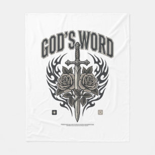 God's Word Zwaard & Rozen Vintage Christelijk Fleece Deken