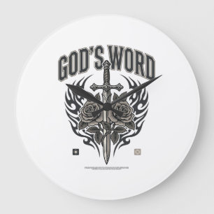 God's Word Zwaard & Rozen Vintage Christelijk Grote Klok