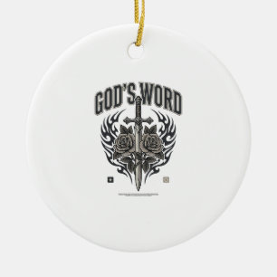 God's Word Zwaard & Rozen Vintage Christelijk Keramisch Ornament