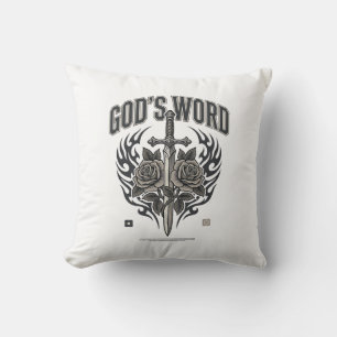 God's Word Zwaard & Rozen Vintage Christelijk Kussen