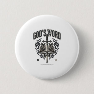 God's Word Zwaard & Rozen Vintage Christelijk Ronde Button 5,7 Cm