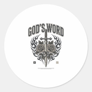 God's Word Zwaard & Rozen Vintage Christelijk Ronde Sticker