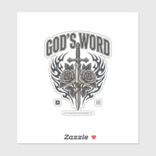 God's Word Zwaard & Rozen Vintage Christelijk Sticker