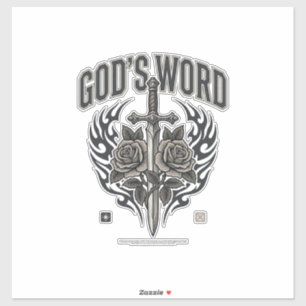 God's Word Zwaard & Rozen Vintage Christelijk Sticker