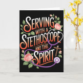 God's Work In Scrubs Jesus Faith God Cna Christian Kaart (Gele Bloem)