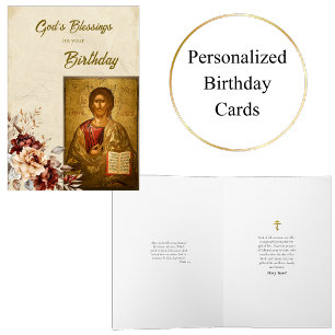 Gods zegen Verjaardag Orthodoxe icoon Christus Kaart
