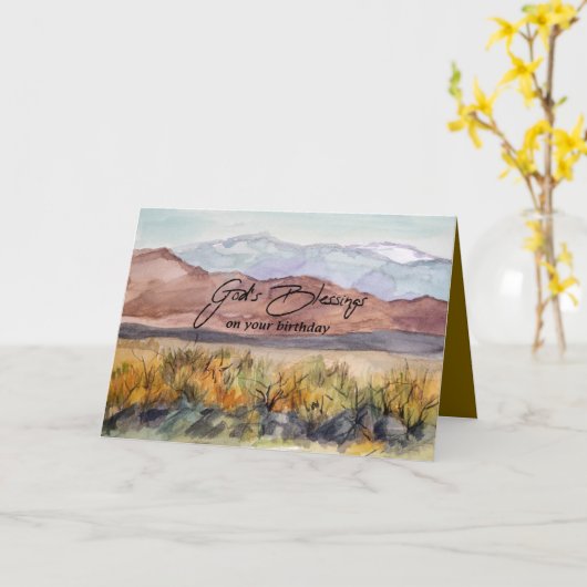 Gods zegeningen op uw verjaardag woestijnbergen kaart (Gele Bloem)
