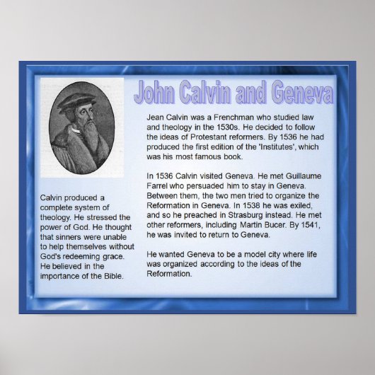Godsdienst, Geschiedenis, Hervorming John Calvin Poster (Voorkant)