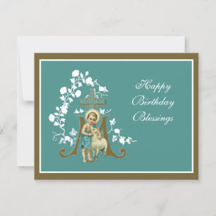 Godsdienst Jesus Lamb Floral Elegant Kaart