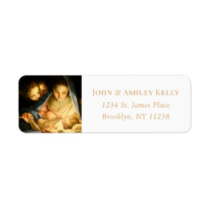 Godsdienst Jezus, Mary & Angels kerstlabel Etiket