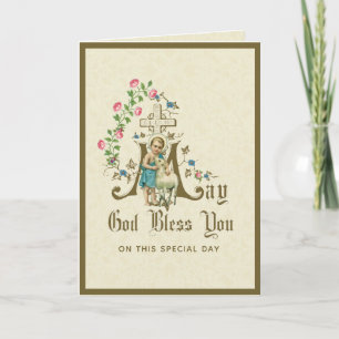  godsdienst Jezus met Lamb Floral Rozen Feestdagen Kaart