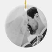 Godsdienst met ons Foto 1 gehuwde Kerstmis Keramisch Ornament (Achterkant)