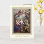 Godsdienstbare Heilige Familie Drie Hart gebed Kaart (Gele Bloem)