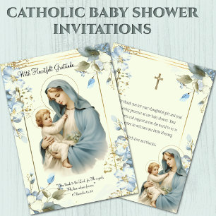 Godsdienstelijk Baby shower Dank u Maria Jezus Bedankkaart