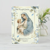 Godsdienstelijk Baby shower Dank u Maria Jezus Bedankkaart (Staand voorkant)