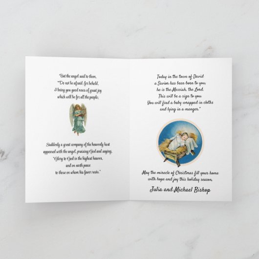 Godsdienstgeschrift Kerstmis Baby Jezus Nativiteit Feestdagen Kaart (Binnen)