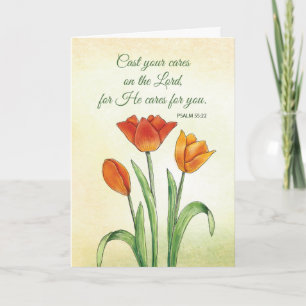 Godsdienstige Aanmoediging Werp Uw Zorgen Tulp Kaart