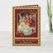Godsdienstige Baby Jesus Christmas Angels Priest Feestdagen Kaart (Voorkant)