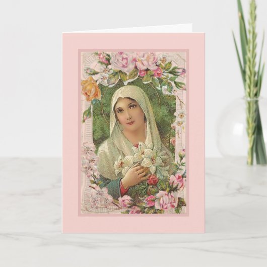 Godsdienstige Gezegende Maagd Maria Bloemen Kaart (Voorkant)