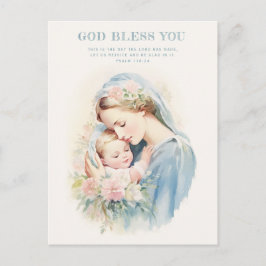 Godsdienstige Gezegende Moeder Maria Baby Jesus Fl Briefkaart