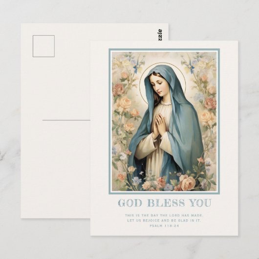 Godsdienstige Gezegende Moeder Maria Bloemen Katho Briefkaart (Voorkant / Achterkant)