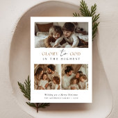 Godsdienstige glorie aan God Heilige Kerstmis Foto Feestdagenkaart