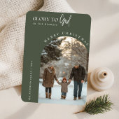 Godsdienstige glorie aan God Kerst boog foto Feestdagenkaart