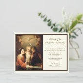 Godsdienstige katholieke Heilige Familie condolean Bedankkaart (Staand voorkant)