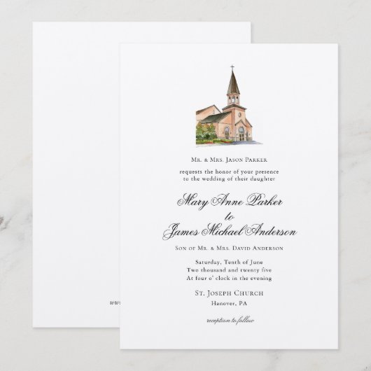 Godsdienstige Kerk Bruiloft Kaart (Voorkant / Achterkant)